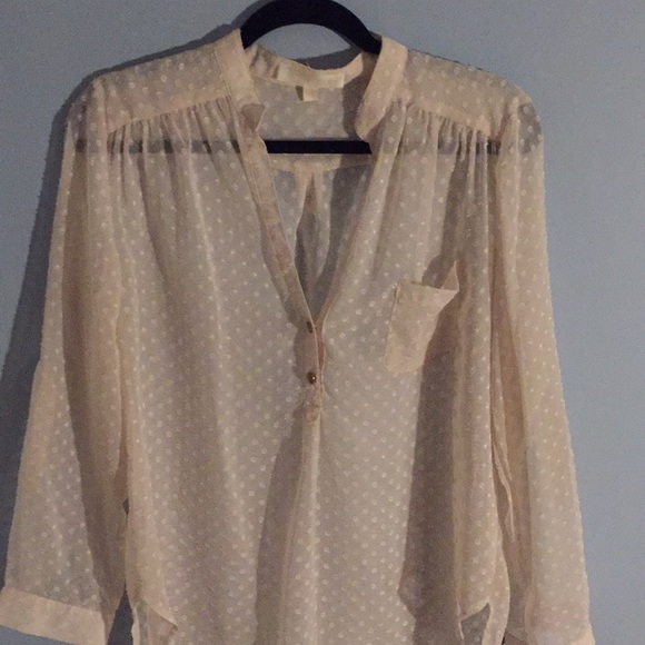 Cream sheer top with polka dots - Picture 3 of 8